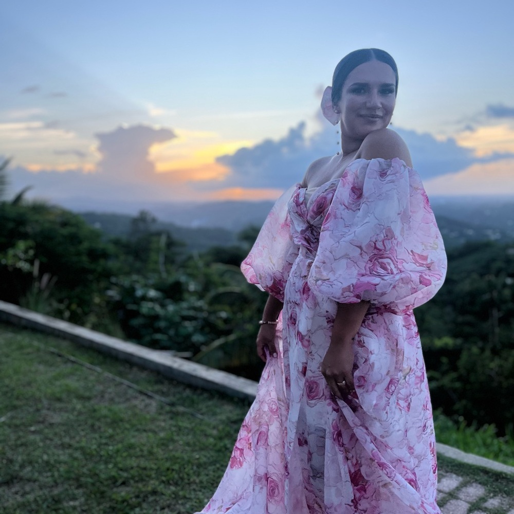 Pink Peony Floral Gown